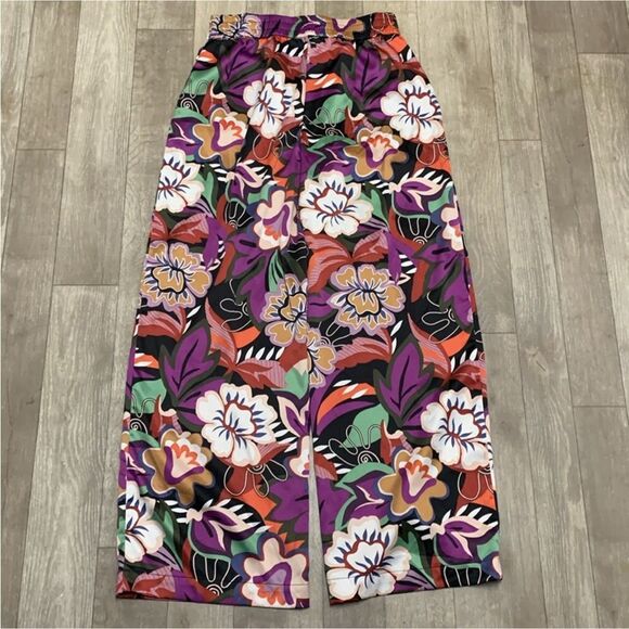 RACHEL Rachel Roy Colorful Floral Artsy Wide Leg High Rise Boho Pants - Picture 2 of 7
